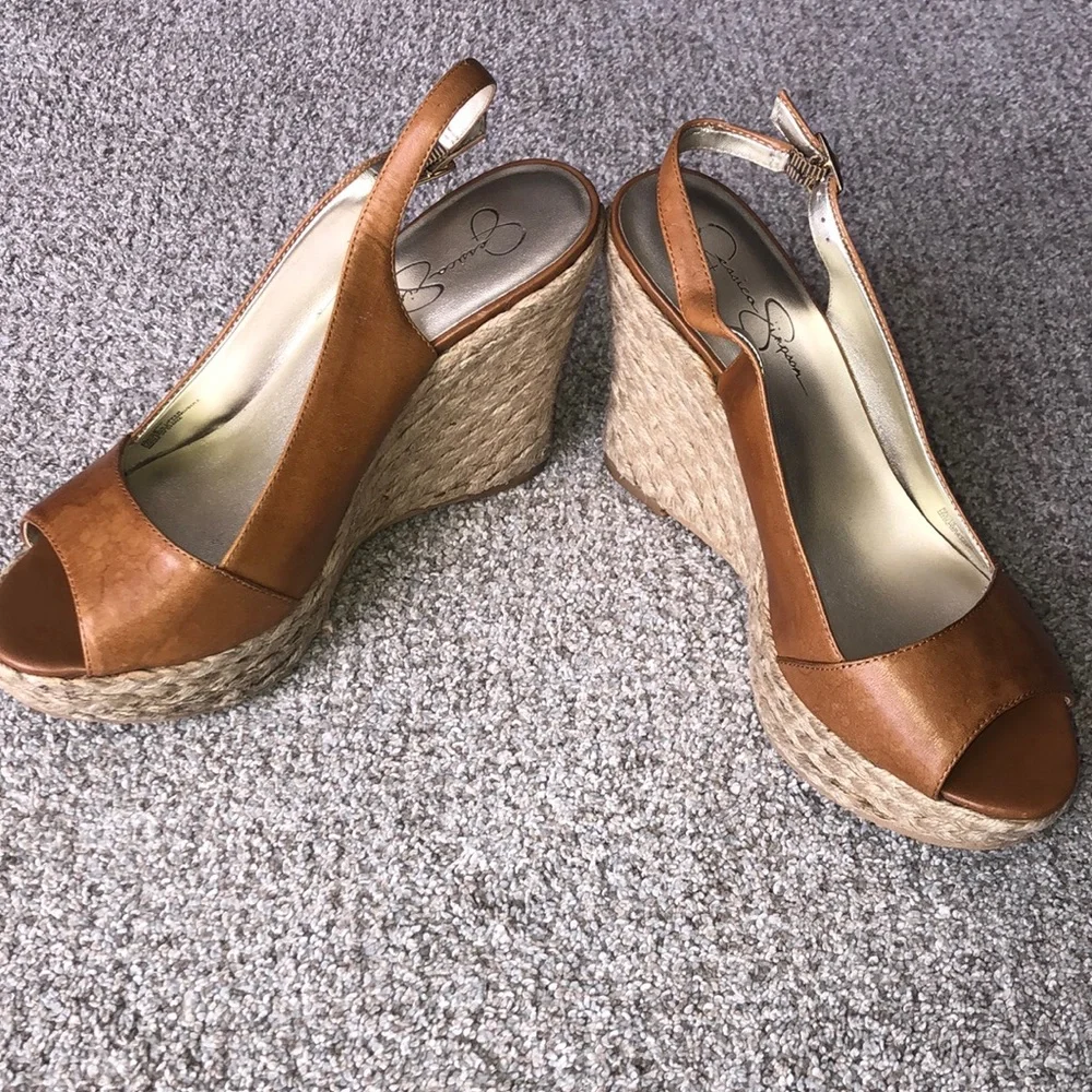 Jessica Simpson Tan Espadrille Wedge Sandals